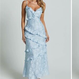 Showpo Light Blue Maxi Dress with Ruffles